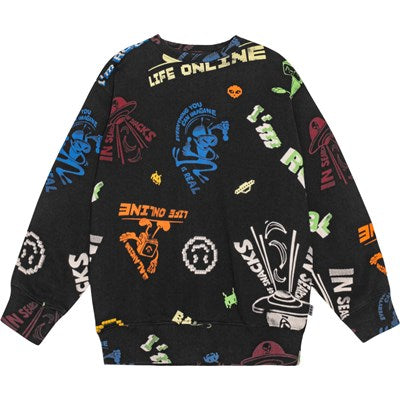 Sudadera pixeles  / Black sweatshirt Cartooniverse Monti Molo