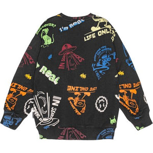 Sudadera pixeles  / Black sweatshirt Cartooniverse Monti Molo