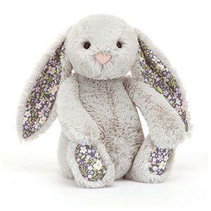 Conejito plata con estampado  / Blossom Silver Bunny 'Bloom' Jellycat 18x9x8 cm